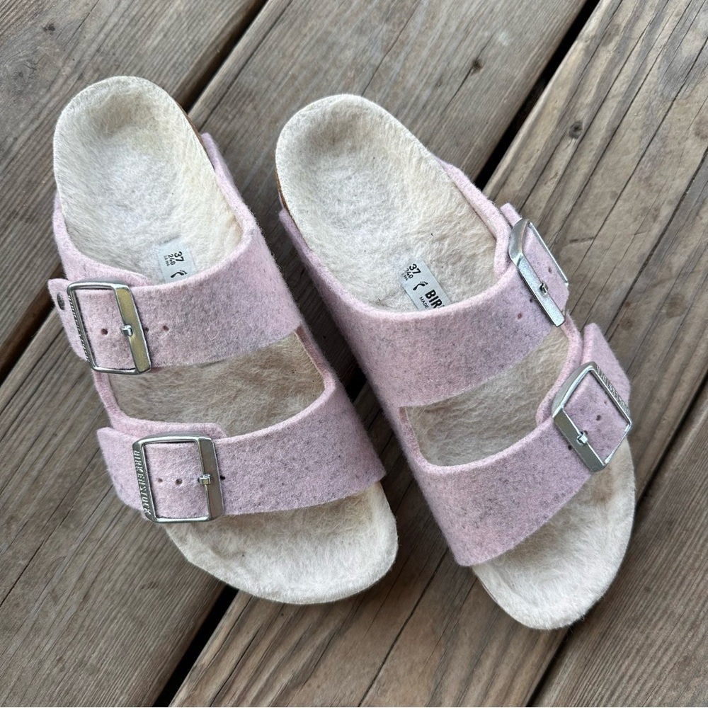 Birkenstock Arizona Happy Lamb Wool Felt Sandals 6 37 - Picture 12 of 12
